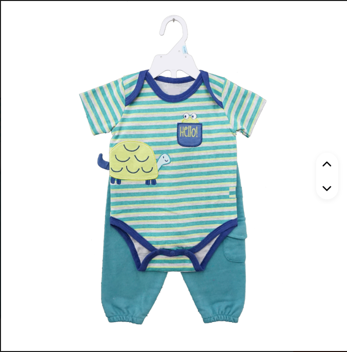Ensemble 2 Pièces Tortue - Body Rayé Turquoise