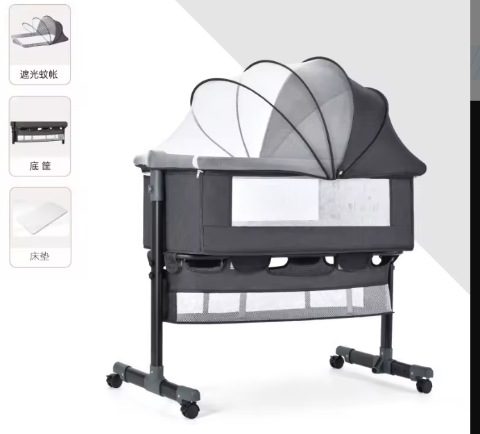 Berceau Cododo Réglable 5-en-1 | Lit Bébé Balancelle avec Moustiquaire - Gris Foncé