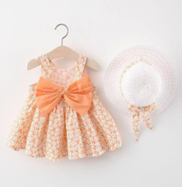 Robe de Cérémonie Bébé Fille à Pois + Chapeau Assorti