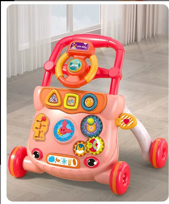 Trotteur Pousseur 4-en-1 Éducatif | Chariot de Marche Musical avec Activités d'Éveil 9-24 Mois - Rouge