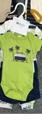 Ensemble 4 Pièces Bébé Garçon "Beach Vibes" - 2 Bodies et 2 Pantalons Thème Plage