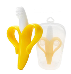 MOMEASY – Brosse à Dents de Dentition Bébé en Silicone | Forme Banane + Boîte de Rangement PP | Douce & Sans BPA