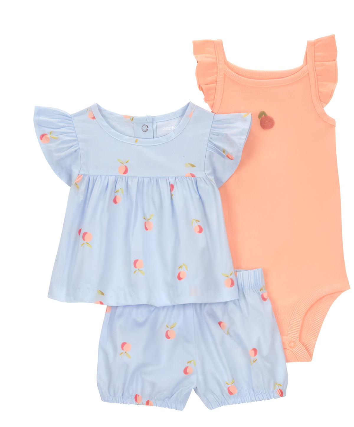 Carter's -  Haut imprimé pêches, short et body 18Mois - 3pcs