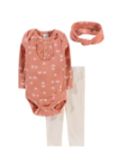 Ensemble 3 Pièces Bébé Fille "Floral Vintage" - Body Rose Imprimé Fleurs, Pantalon Blanc et Bandeau Assorti