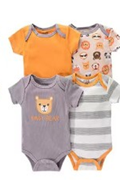 Lot de 4 Bodies à Manches Courtes avec Broderie Florale orange