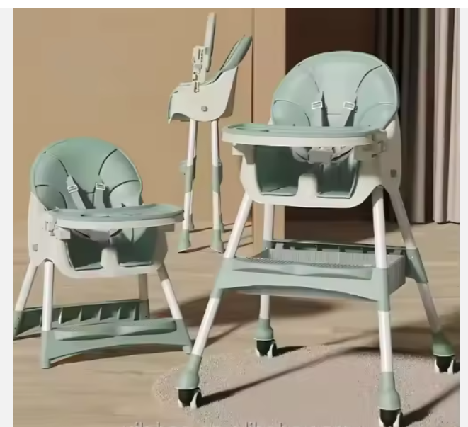 Chaise Haute Bébé Pliable Multifonction – Réglable en Hauteur avec Roulettes