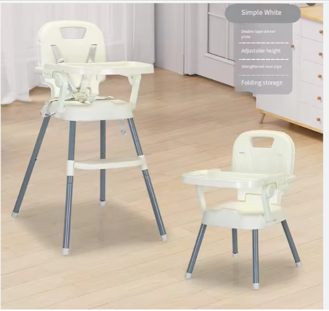 Chaise Haute Bébé Pliable Multifonction – Siège de Repas en Plastique Réglable 2 en 1