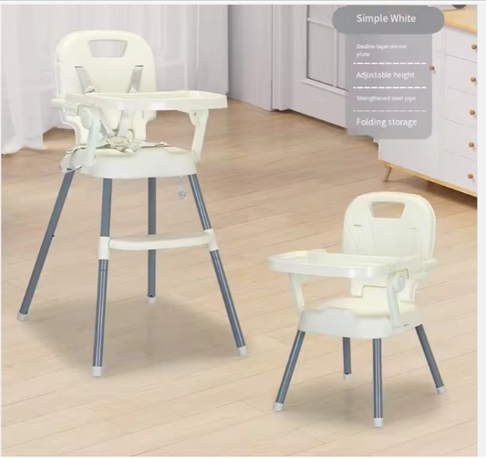 Chaise Haute Bébé Pliable Multifonction – Siège de Repas en Plastique Réglable 2 en 1
