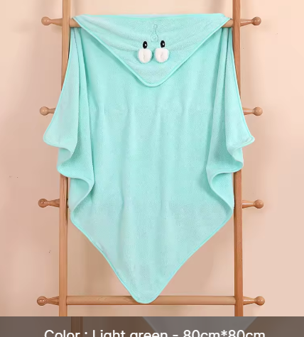 Serviette de Bain Bébé à Capuche Grenouille Turquoise - Cape de Sortie de Bain Ultra-Douce