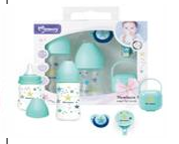 MOMEASY – Coffret de Biberons 5pcs bleu| Tétines Anti-Colique, Sucette Orthodontique