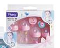 MOMEASY – Coffret de Biberons 9 pcs rose Tétines Anti-Colique, Sucette Orthodontique