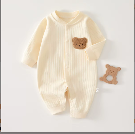 Grenouillère Bébé Blanc Crème avec Ourson