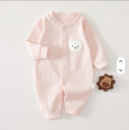 Grenouillère Bébé Fille Rose avec Ourson