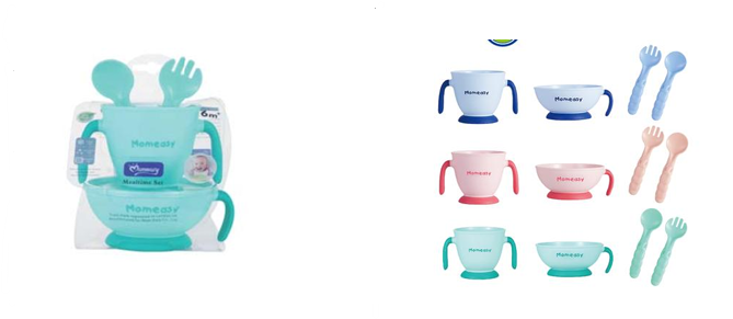 MOMEASY – Coffret Repas Bébé “Mealtime Set” | Bol, Gobelet à Poignées, Cuillère & Fourchette