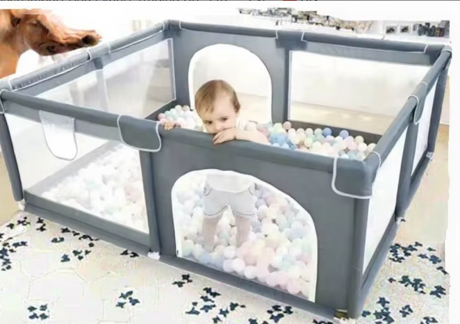 Parc à bébé sécurisé intérieur/extérieur – Enclos de jeu avec barrière en mousse souple pour enfants