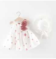 Robe Bébé à Pois Jaunes avec Chapeau