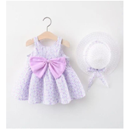 Robe de Cérémonie Bébé Fille à Pois + Chapeau Assorti